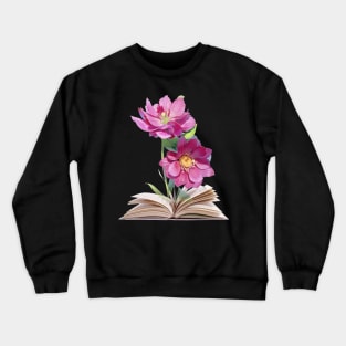 Book Of Flower, Flower Book, Flower And Book Crewneck Sweatshirt